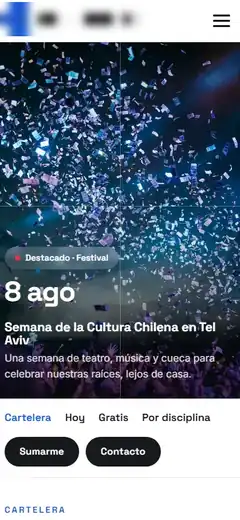 La misma vista en celular.